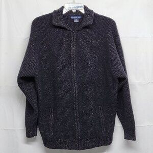 Vintage Northern Isles Mens Cardigan Sweater 3XT Full Zip Lambswool Silk Pockets
